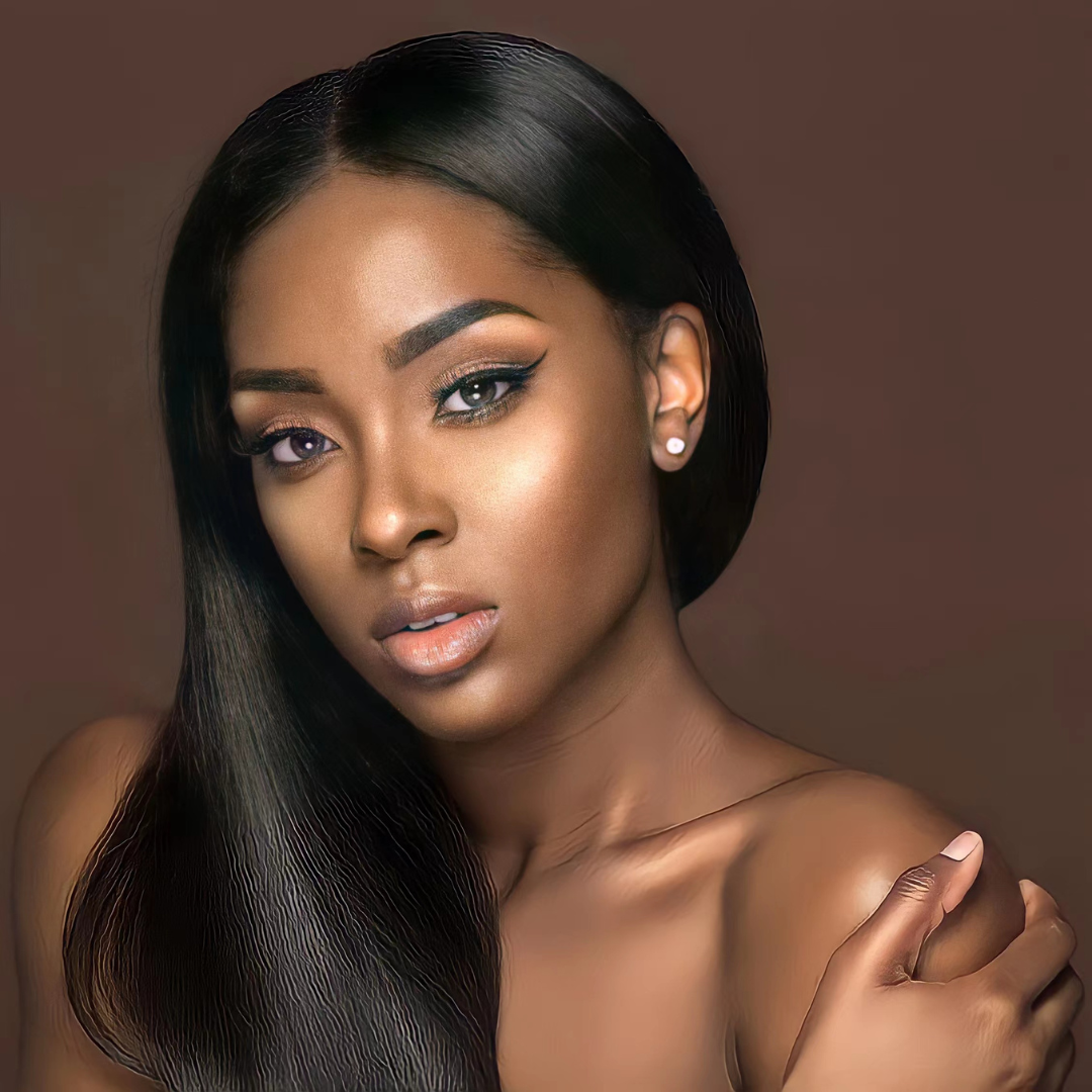 A Beautiful woman wearing a full lace wig from OGP Boutique