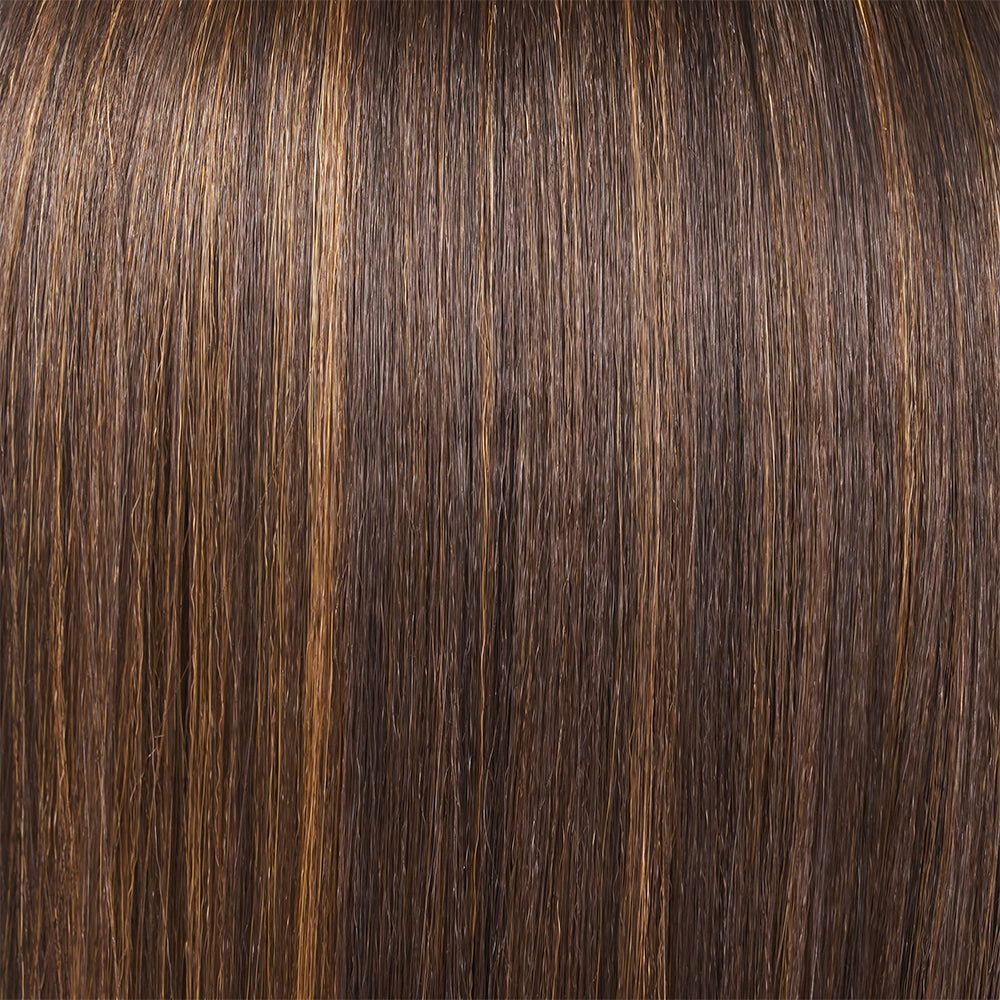 Close-up of dark brown hair texture