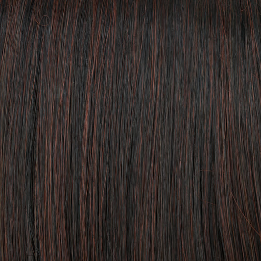 Close-up of dark brown hair strands