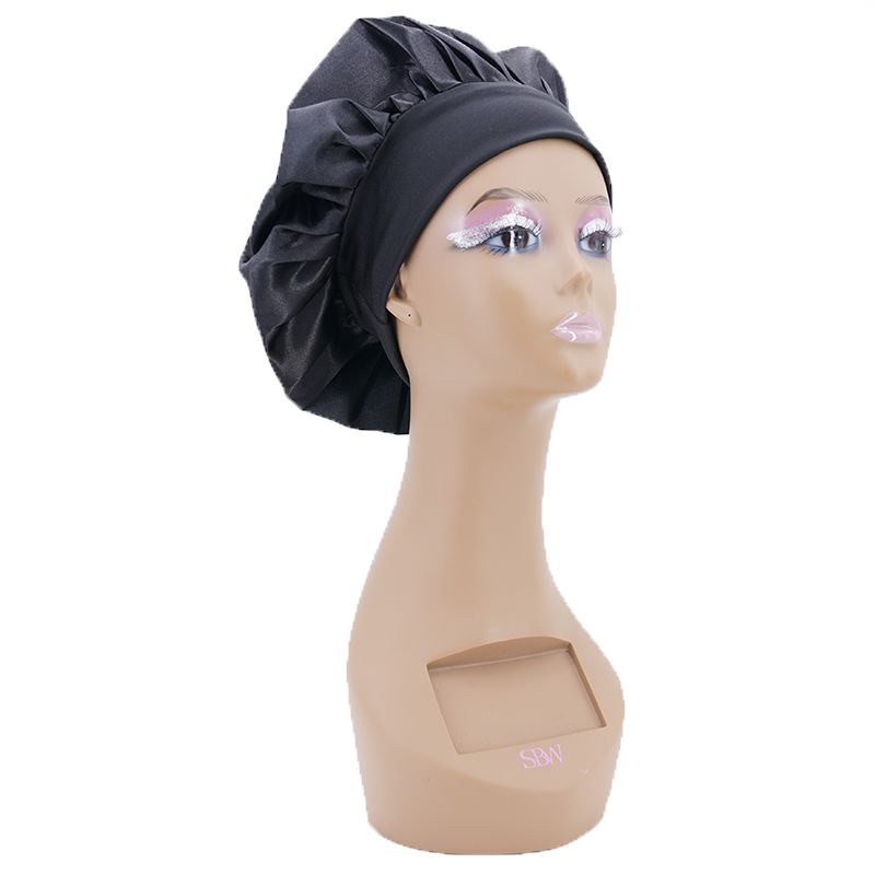 Black round Silk Hair Bonnet