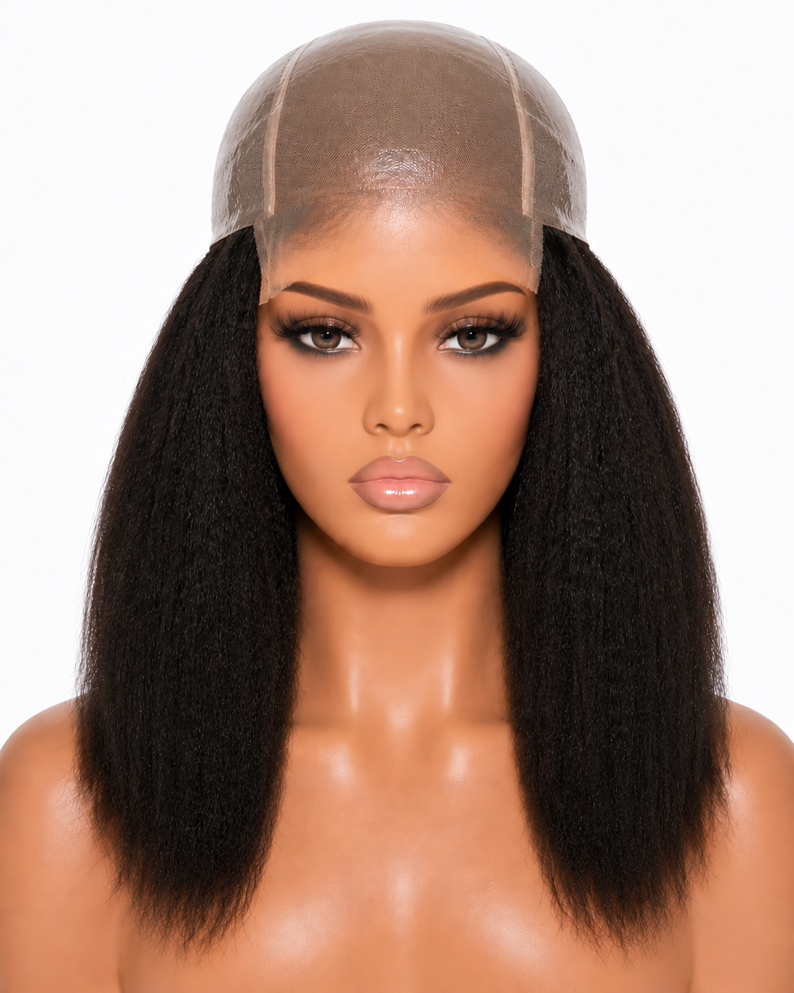 Kinky Straight Silicone Skin Medical Wig