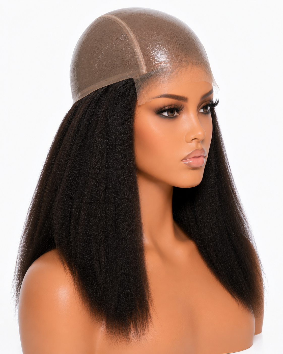 Kinky Straight Silicone Skin Medical Wig