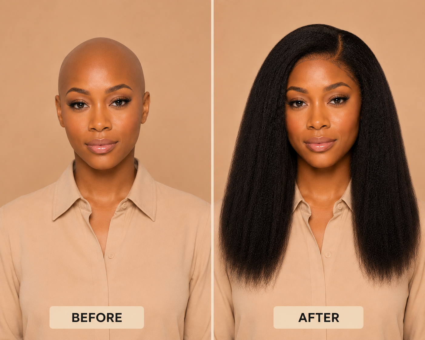 Kinky Straight Silicone Skin Medical Wig