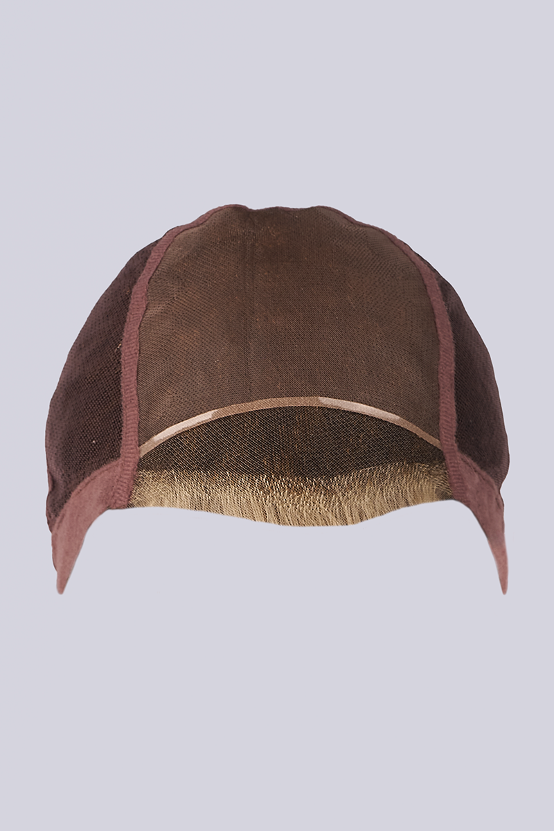 Brown cap with mesh back on a light gray background