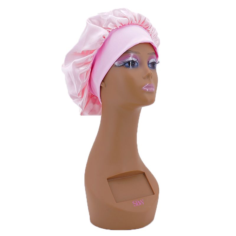 Pink round silk hair bonnet