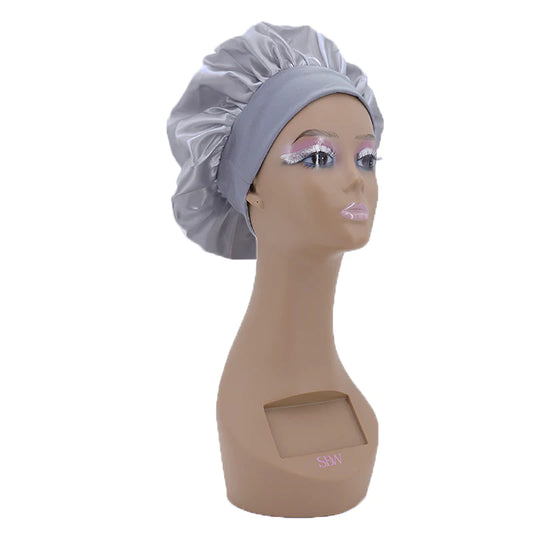 Charcoal Gray Round Silk Bonnet