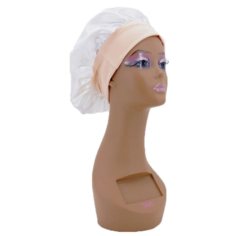Creme round silk hair bonnet