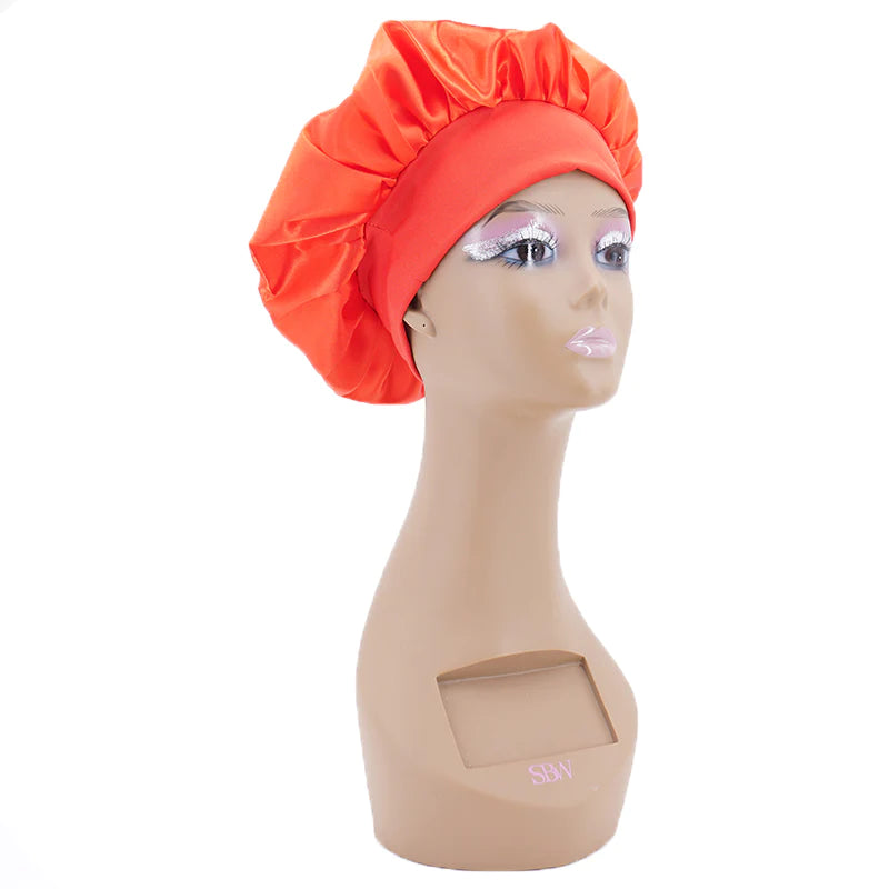 Ruby red round silk hair bonnet